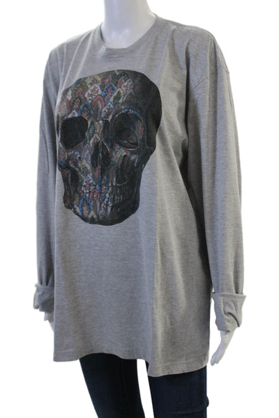 Libertine Unisex Pullover Sweatshirts Gray Skull Graphic Crew Neck Size XL