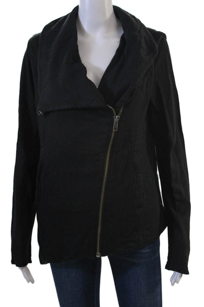 Helmut Lang Women Black Motorcycle Jacket Zip Biker Size L