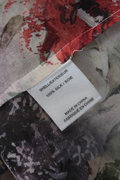 Haute Hippie Womens Silk Floral Tunic Blouse Beige Button Up Size XS