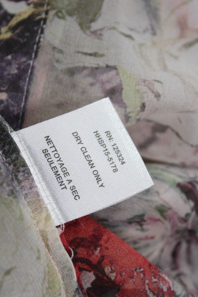 Haute Hippie Womens Silk Floral Tunic Blouse Beige Button Up Size XS