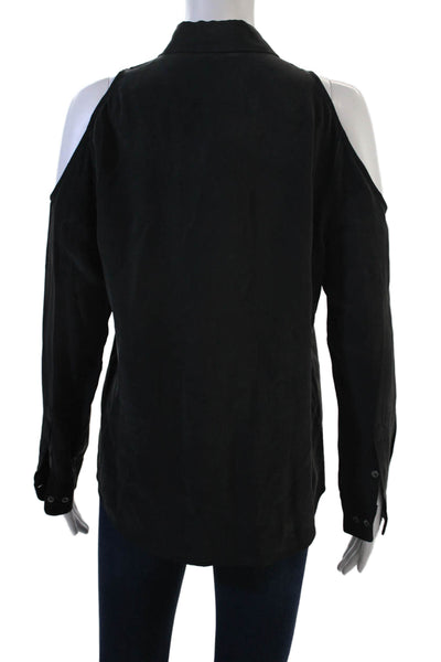 Equipment Femme Womens Silk Collared Button Up Blouse Black Long Sleeve Size S