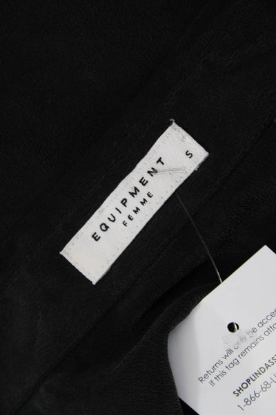 Equipment Femme Womens Silk Collared Button Up Blouse Black Long Sleeve Size S