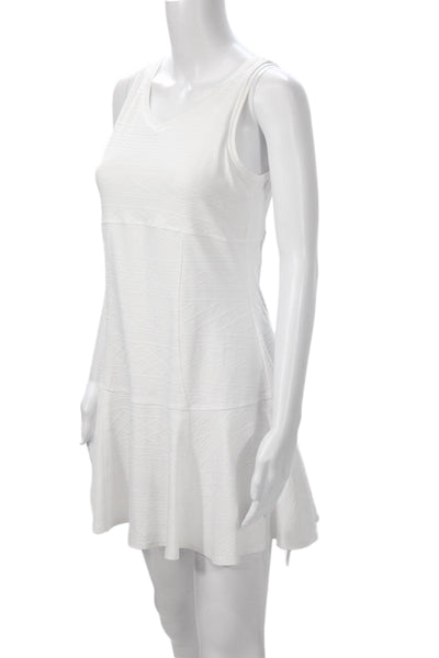 Fila Women Fit & Flare Tank Dress White V-Neck Geometric Polyester Size S