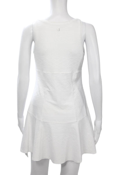 Fila Women Fit & Flare Tank Dress White V-Neck Geometric Polyester Size S