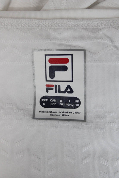 Fila Women Fit & Flare Tank Dress White V-Neck Geometric Polyester Size S