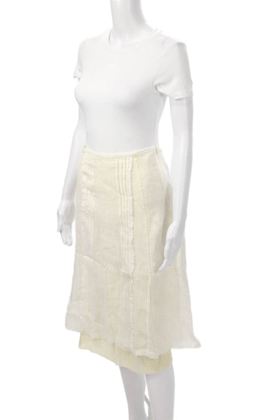 Zara Women A-Line Peasant Skirt Beige Knee Length Lyocell Blend Size XS