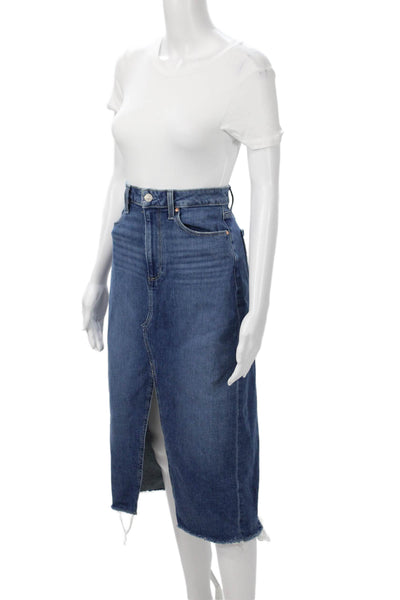 Paige Womens Dark Blue Straight Pencil Skirt Size 27