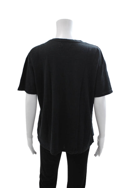 Isabel Marant Etoile Women Black Cotton Short Sleeve T-Shirt Size L