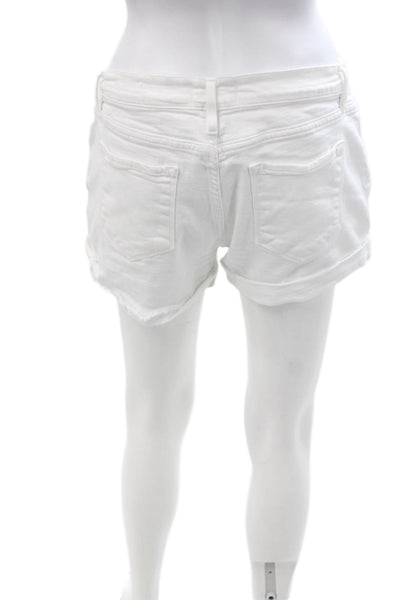 Frame Unisex White Solid Beach Shorts Button Size 28