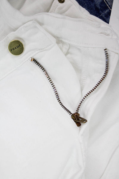 Frame Unisex White Solid Beach Shorts Button Size 28