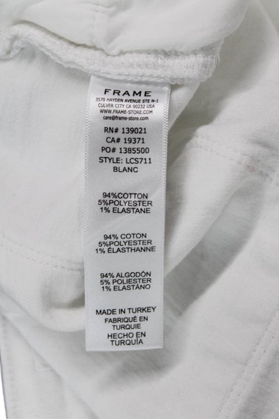 Frame Unisex White Solid Beach Shorts Button Size 28
