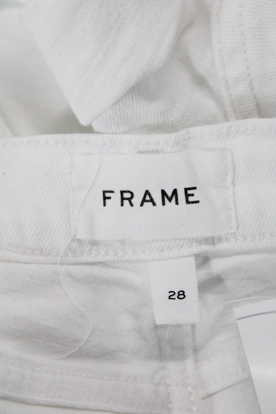 Frame Unisex White Solid Beach Shorts Button Size 28