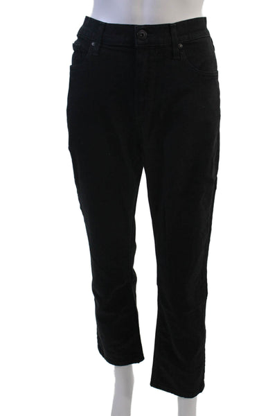 Paige Unisex Ankle Cropped Black Pants Button Mid Rise Size 33