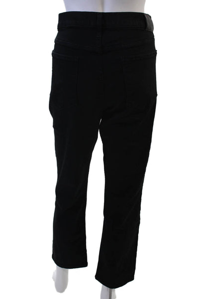 Paige Unisex Ankle Cropped Black Pants Button Mid Rise Size 33