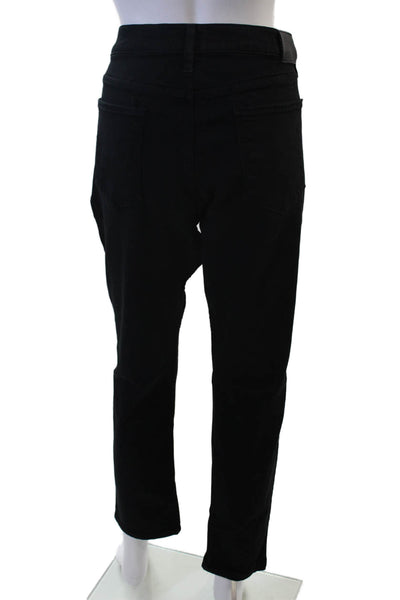 Paige Unisex Cropped Ankle Pants Black Mid Rise Size 33