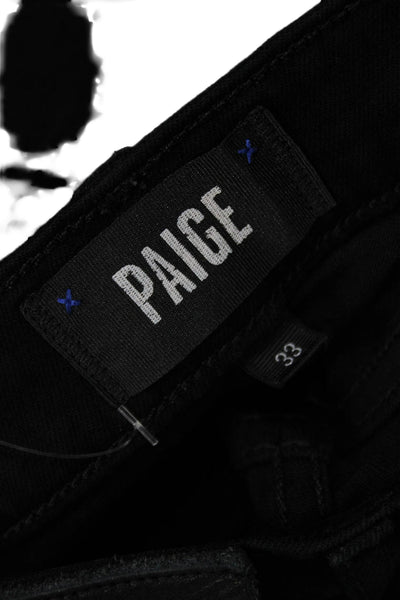 Paige Unisex Cropped Ankle Pants Black Mid Rise Size 33