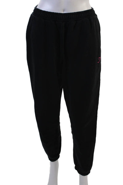 GYMSHARK Womens Jogger Sweatpants Black Graphic Print Sports Fall Size S