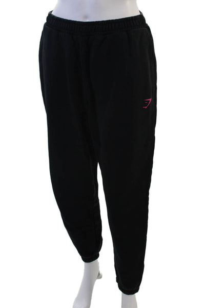 GYMSHARK Womens Jogger Sweatpants Black Graphic Print Sports Fall Size S