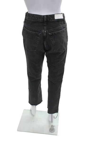 Re/Done Womens Cropped Mom Jeans Dark Gray High Rise 100% Cotton Size 26