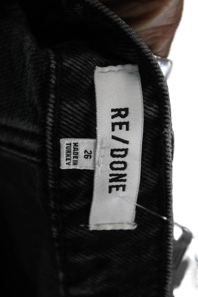 Re/Done Womens Cropped Mom Jeans Dark Gray High Rise 100% Cotton Size 26