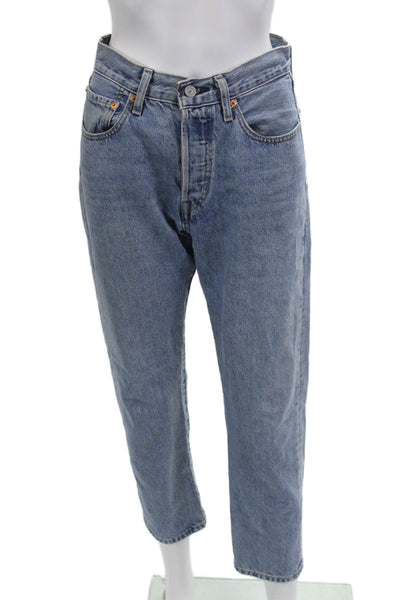 Levis Mens Cropped Straight Blue High Rise Cotton Jeans Size 26