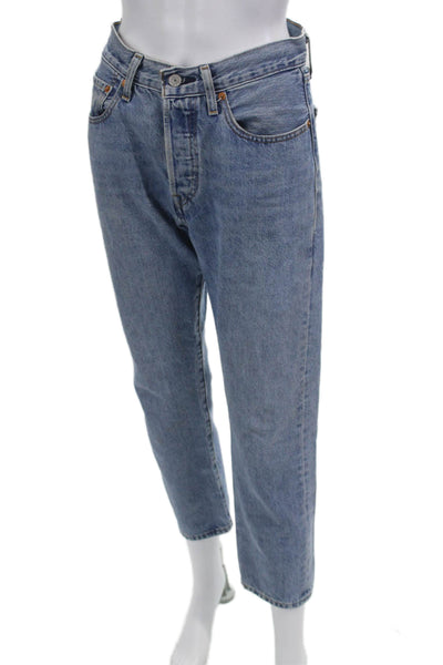 Levis Mens Cropped Straight Blue High Rise Cotton Jeans Size 26