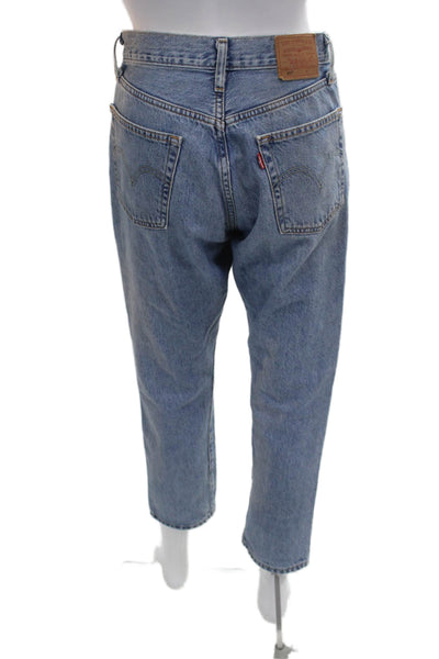 Levis Mens Cropped Straight Blue High Rise Cotton Jeans Size 26