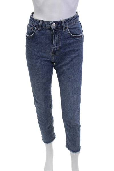 Trf Collection Zara Womens Cropped Ankle Jeans Blue High Rise Size 4