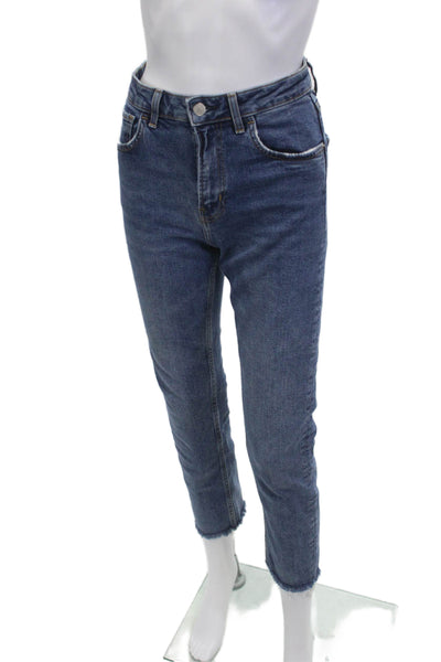 Trf Collection Zara Womens Cropped Ankle Jeans Blue High Rise Size 4