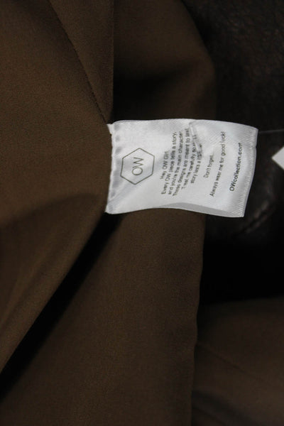 OW Collection Womens Trench Coat Brown Faux Leather Cotton Buckle Size S