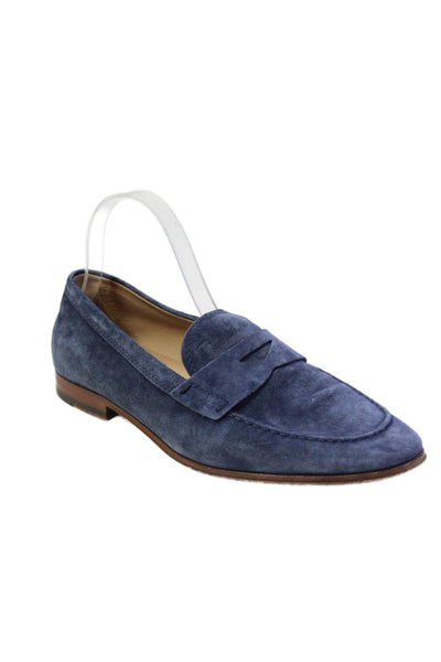 Tods Mens Slip On Round Toe Suede Loafers Blue Size 5.5