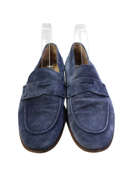 Tods Mens Slip On Round Toe Suede Loafers Blue Size 5.5
