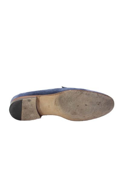Tods Mens Slip On Round Toe Suede Loafers Blue Size 5.5