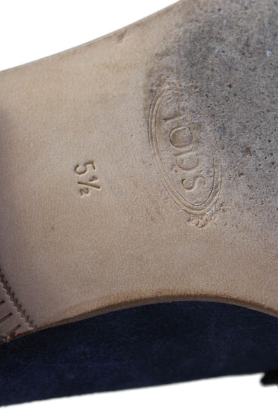 Tods Mens Slip On Round Toe Suede Loafers Blue Size 5.5