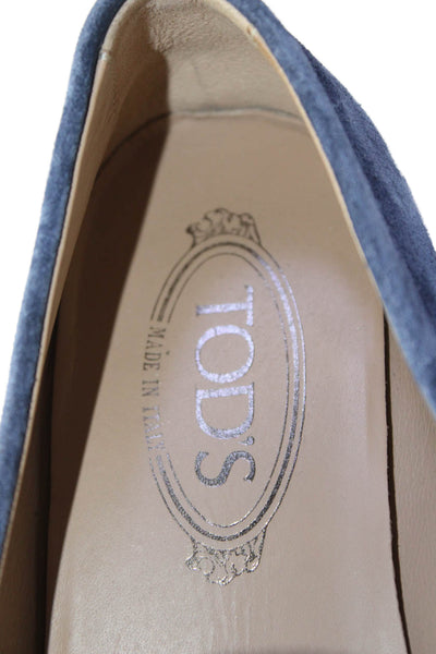 Tods Mens Slip On Round Toe Suede Loafers Blue Size 5.5