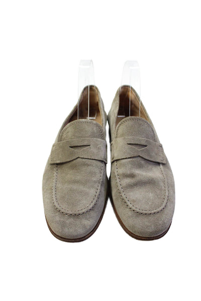 Tods Mens Slip On Round Toe Suede Loafers Gray Size 5