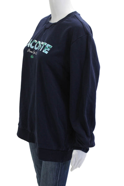 Lacoste Mens Pullover Dark Blue Crewneck Longsleeve Cotton Size L