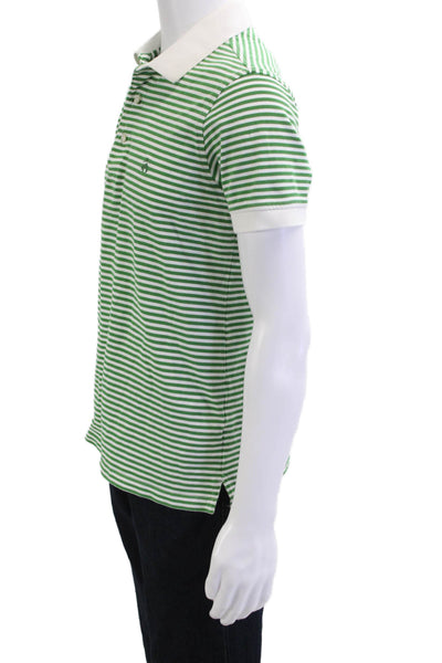 Brooks Brothers Mens Short Sleeve Collared Striped Shirt Green White Size Small