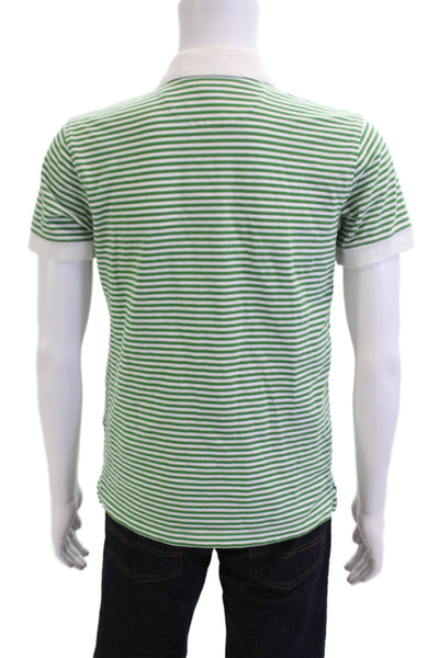 Brooks Brothers Mens Short Sleeve Collared Striped Shirt Green White Size Small