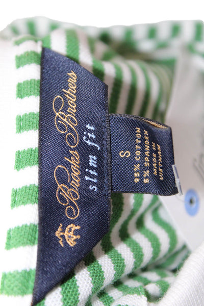 Brooks Brothers Mens Short Sleeve Collared Striped Shirt Green White Size Small