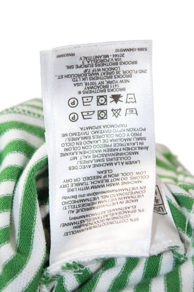 Brooks Brothers Mens Short Sleeve Collared Striped Shirt Green White Size Small