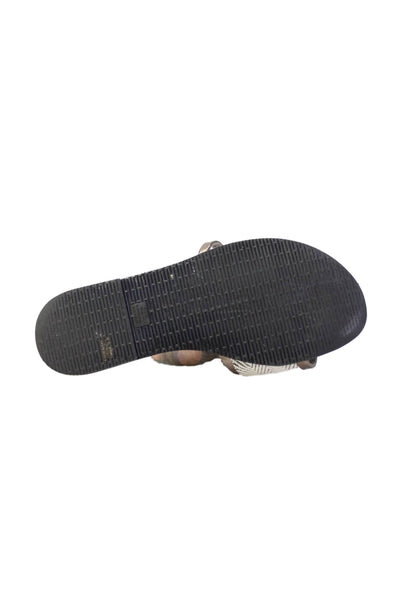 Havaianas Womens Triple Strap Logo Slide Sandals White Brown Gray Size 37-38