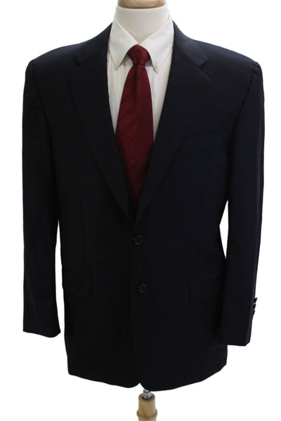 Hickey Freeman Mens Dark Blue Classic Suit Jacket Size 40