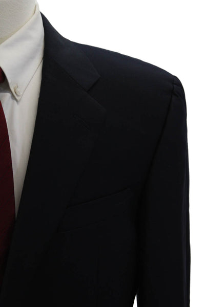 Hickey Freeman Mens Dark Blue Classic Suit Jacket Size 40