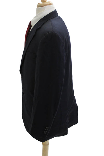 Hickey Freeman Mens Dark Blue Classic Suit Jacket Size 40