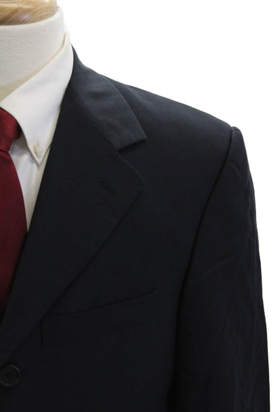 Gigli Mens Dark Blue Virgin Wool Suit Jacket Button Collared Classic Size 52