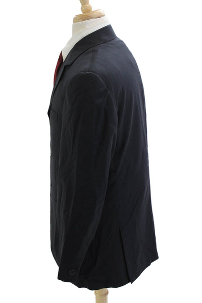 Gigli Mens Dark Blue Virgin Wool Suit Jacket Button Collared Classic Size 52