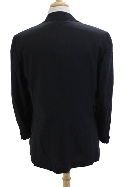 Gigli Mens Dark Blue Virgin Wool Suit Jacket Button Collared Classic Size 52