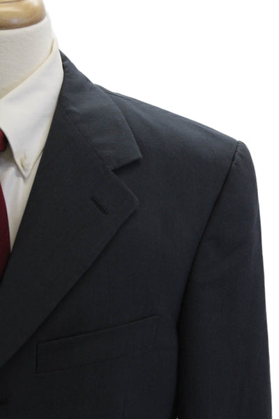 Gigli Mens Dark Blue Solid Collared Button Suit Jacket Size 42