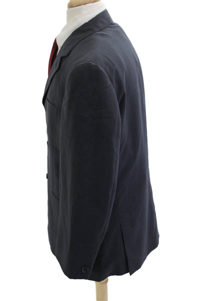 Gigli Mens Dark Blue Solid Collared Button Suit Jacket Size 42